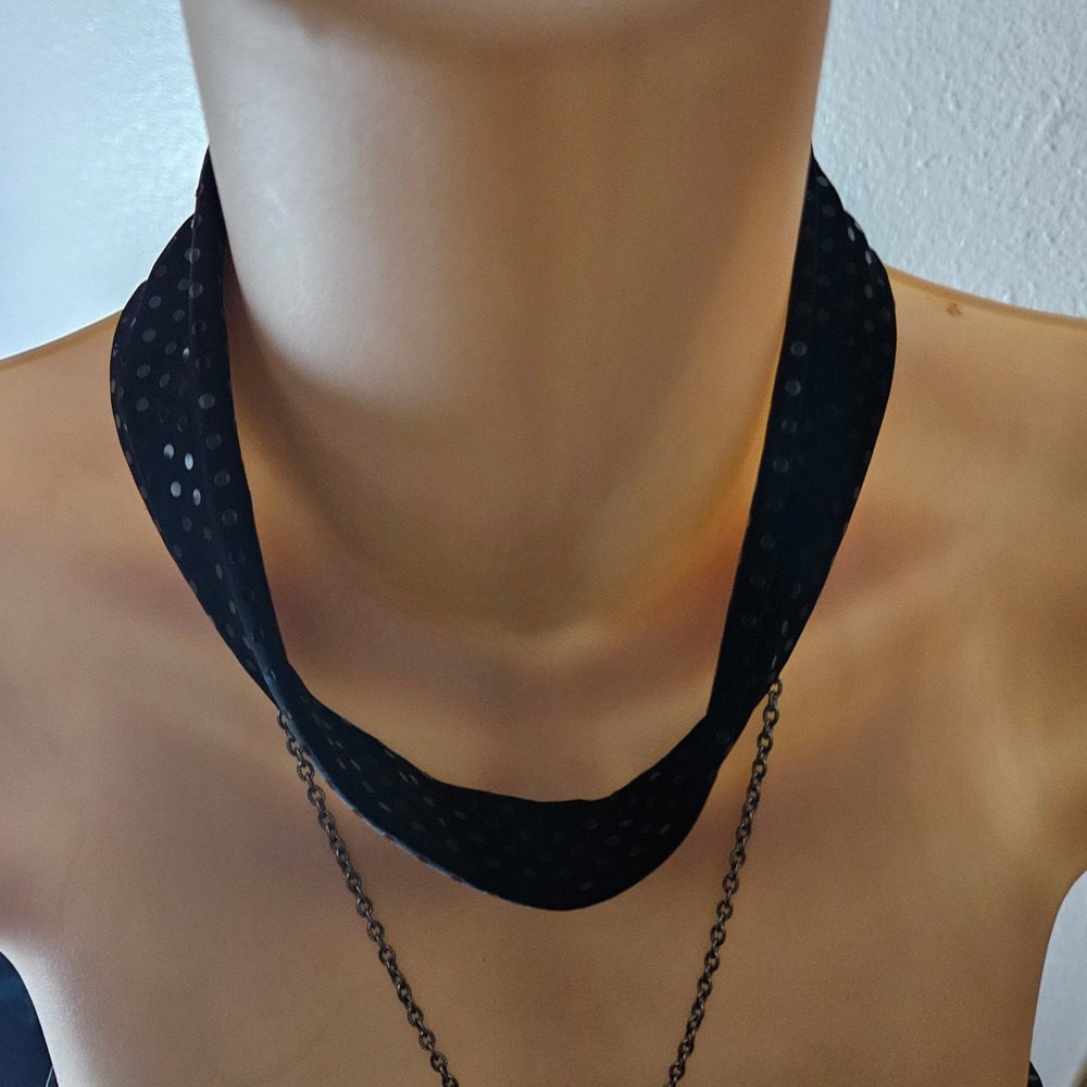 Y2k Cristina Black Sequin Bodycon Mini Dress Choker Neck - Picture 5 of 7